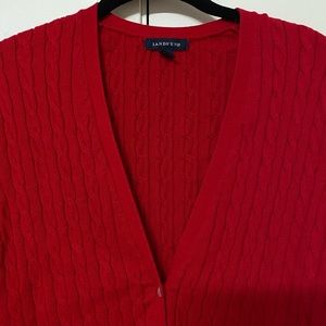 Red cardigan